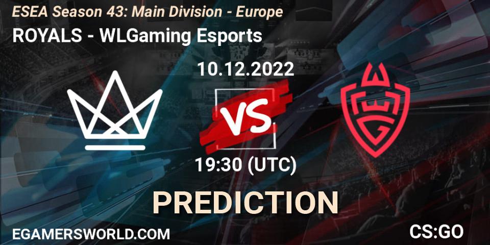 Prognose für das Spiel ROYALS VS WLGaming Esports. 10.12.22. CS2 (CS:GO) - ESEA Season 43: Main Division - Europe