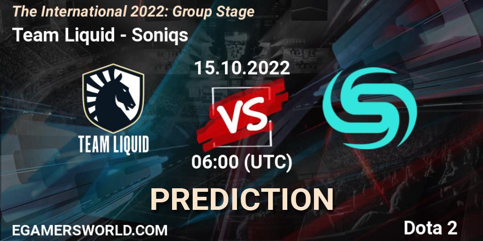 Prognose für das Spiel Team Liquid VS Soniqs. 15.10.22. Dota 2 - The International 2022: Group Stage