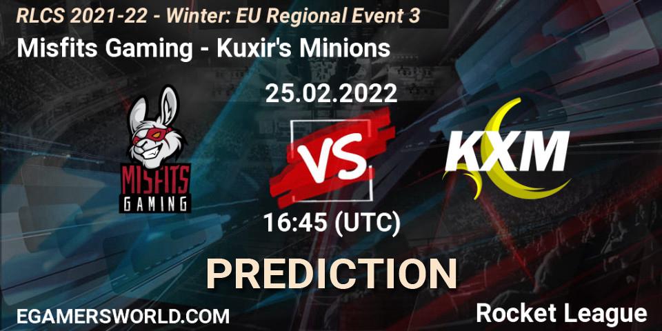 Prognose für das Spiel Misfits Gaming VS Kuxir's Minions. 25.02.22. Rocket League - RLCS 2021-22 - Winter: EU Regional Event 3