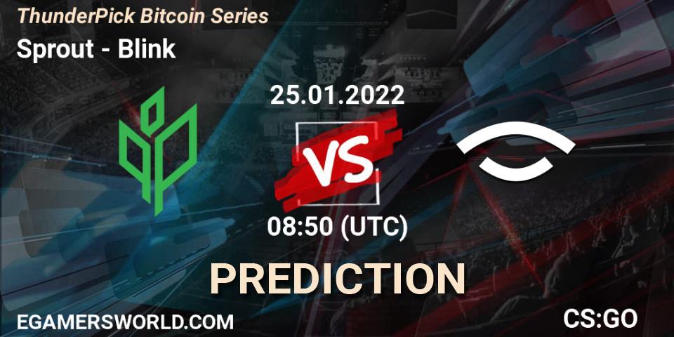 Prognose für das Spiel Sprout VS Blink. 25.01.2022 at 15:50. Counter-Strike (CS2) - ThunderPick Bitcoin Series