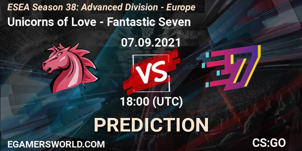 Prognose für das Spiel Unicorns of Love VS Fantastic Seven. 07.09.21. CS2 (CS:GO) - ESEA Season 38: Advanced Division - Europe