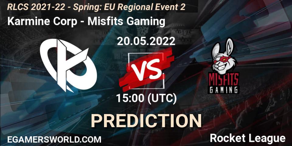 Prognose für das Spiel Karmine Corp VS Misfits Gaming. 20.05.2022 at 15:00. Rocket League - RLCS 2021-22 - Spring: EU Regional Event 2