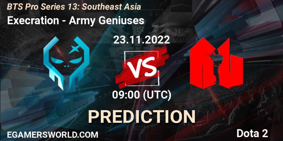 Prognose für das Spiel Execration VS Army Geniuses. 23.11.22. Dota 2 - BTS Pro Series 13: Southeast Asia