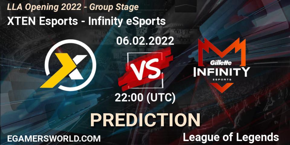 Prognose für das Spiel XTEN Esports VS Infinity eSports. 06.02.22. LoL - LLA Opening 2022 - Group Stage