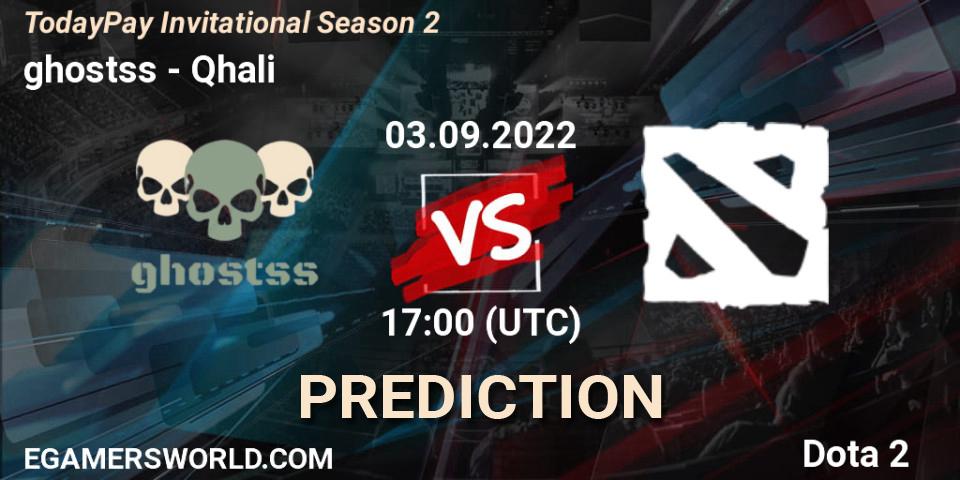 Prognose für das Spiel ghostss VS Qhali. 03.09.2022 at 17:24. Dota 2 - TodayPay Invitational Season 2