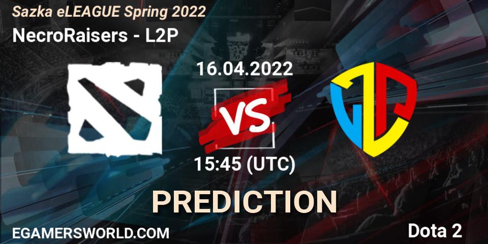 Prognose für das Spiel NecroRaisers VS L2P. 16.04.2022 at 15:45. Dota 2 - Sazka eLEAGUE Spring 2022