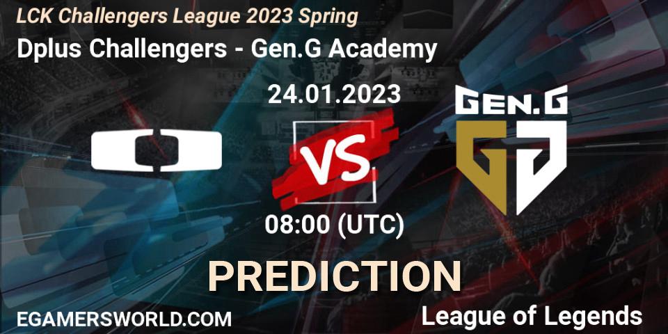 Prognose für das Spiel Dplus Challengers VS Gen.G Academy. 24.01.2023 at 08:00. LoL - LCK Challengers League 2023 Spring