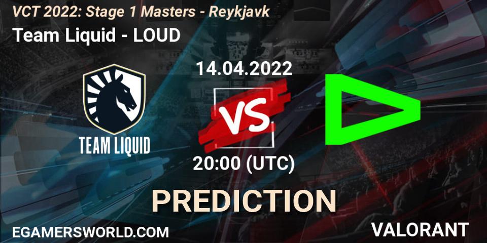 Prognose für das Spiel Team Liquid VS LOUD. 14.04.2022 at 19:40. VALORANT - VCT 2022: Stage 1 Masters - Reykjavík