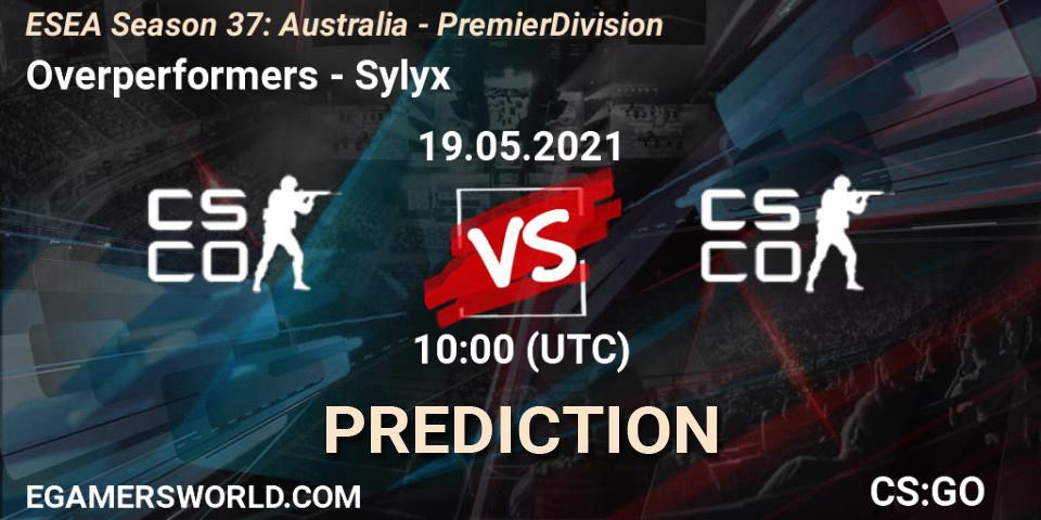 Prognose für das Spiel Overperformers VS Sylyx. 19.05.2021 at 10:00. Counter-Strike (CS2) - ESEA Season 37: Australia - Premier Division