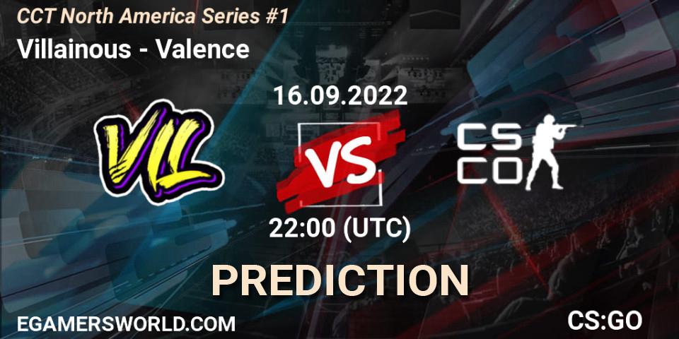 Prognose für das Spiel Villainous VS Valence. 16.09.2022 at 22:00. Counter-Strike (CS2) - CCT North America Series #1