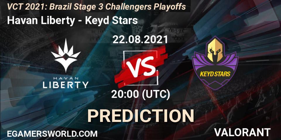 Prognose für das Spiel Havan Liberty VS Keyd Stars. 22.08.2021 at 20:00. VALORANT - VCT 2021: Brazil Stage 3 Challengers Playoffs