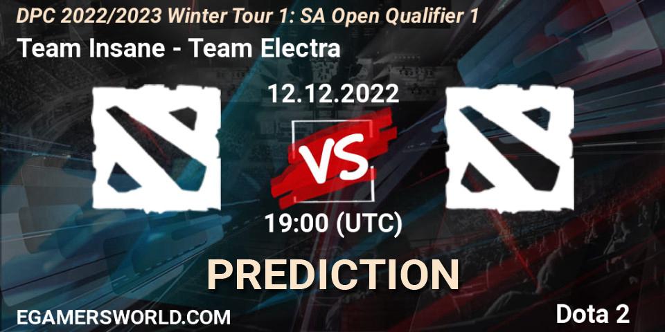 Prognose für das Spiel Team Insane VS Team Electra. 12.12.2022 at 18:30. Dota 2 - DPC 2022/2023 Winter Tour 1: SA Open Qualifier 1