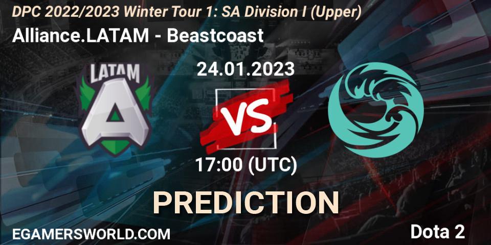 Prognose für das Spiel Alliance.LATAM VS Beastcoast. 24.01.23. Dota 2 - DPC 2022/2023 Winter Tour 1: SA Division I (Upper) 