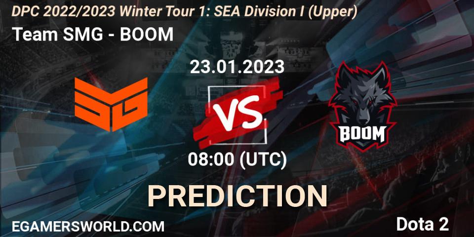 Prognose für das Spiel Team SMG VS BOOM. 23.01.2023 at 08:00. Dota 2 - DPC 2022/2023 Winter Tour 1: SEA Division I (Upper)