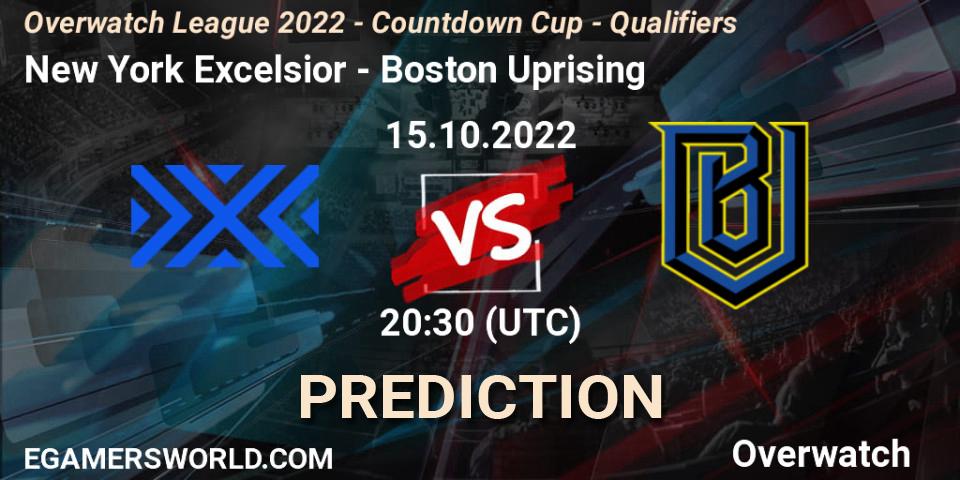 Prognose für das Spiel New York Excelsior VS Boston Uprising. 15.10.22. Overwatch - Overwatch League 2022 - Countdown Cup - Qualifiers