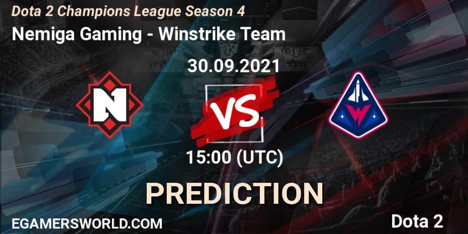 Prognose für das Spiel Nemiga Gaming VS Winstrike Team. 30.09.21. Dota 2 - Dota 2 Champions League Season 4