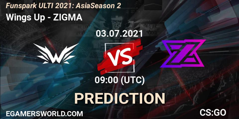 Prognose für das Spiel Wings Up VS ZIGMA. 03.07.2021 at 09:00. Counter-Strike (CS2) - Funspark ULTI 2021: Asia Season 2