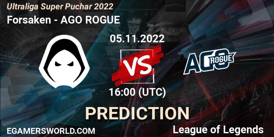 Prognose für das Spiel Forsaken VS AGO ROGUE. 05.11.2022 at 16:00. LoL - Ultraliga Super Puchar 2022