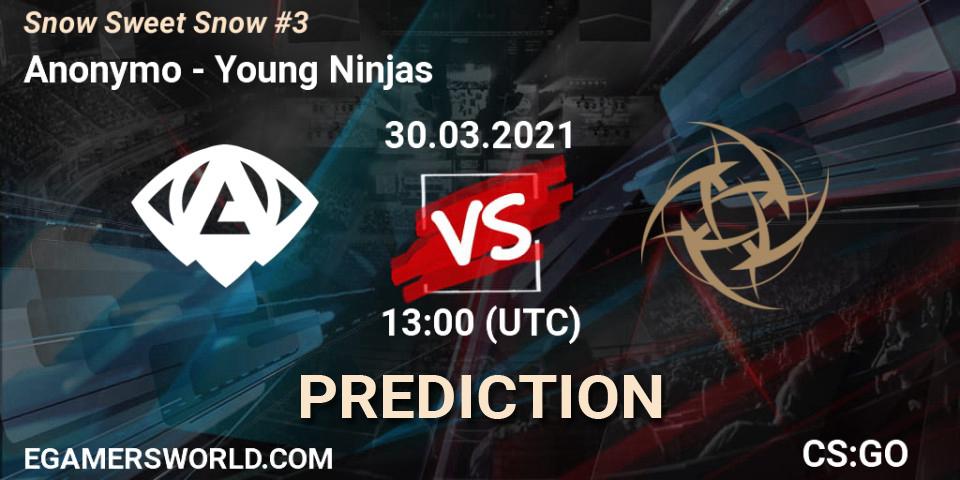 Prognose für das Spiel Anonymo VS Young Ninjas. 30.03.2021 at 13:00. Counter-Strike (CS2) - Snow Sweet Snow #3