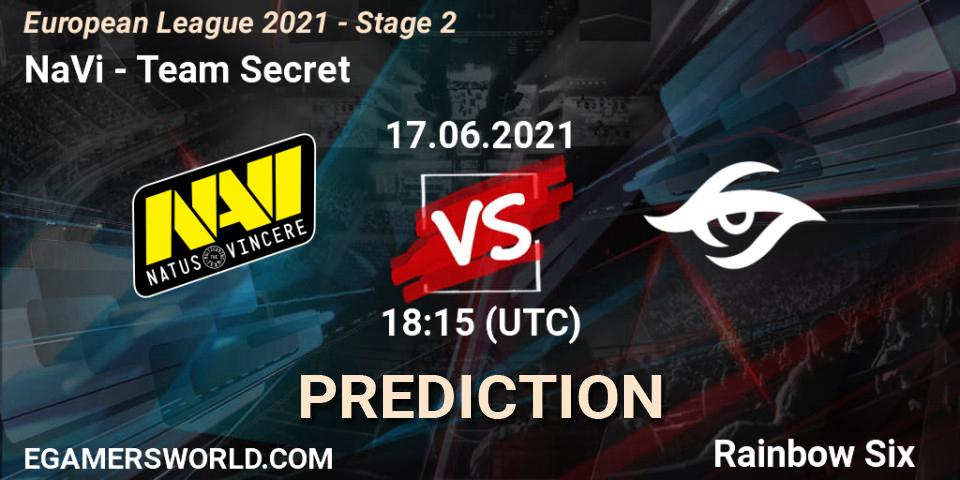 Prognose für das Spiel NaVi VS Team Secret. 17.06.2021 at 17:15. Rainbow Six - European League 2021 - Stage 2
