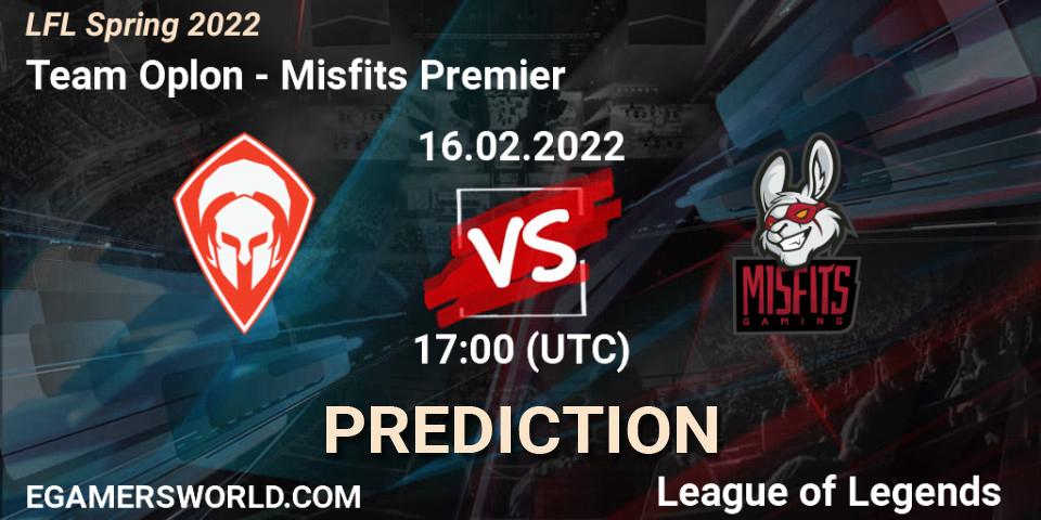 Prognose für das Spiel Team Oplon VS Misfits Premier. 16.02.2022 at 17:00. LoL - LFL Spring 2022