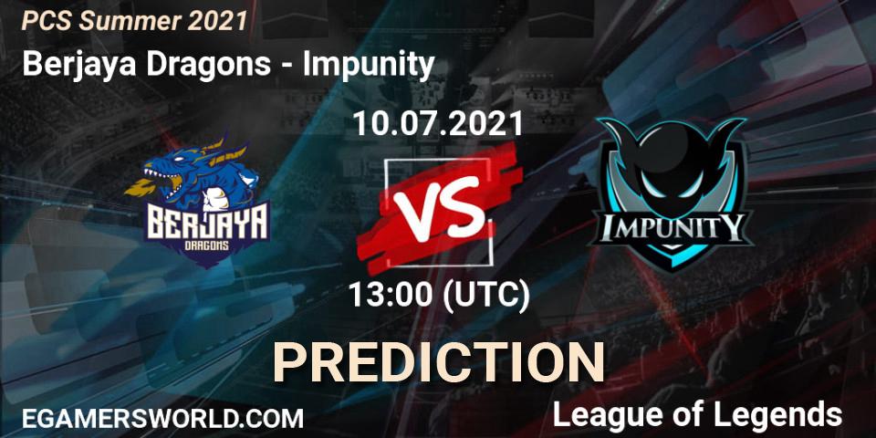 Prognose für das Spiel Berjaya Dragons VS Impunity. 11.07.2021 at 07:30. LoL - PCS Summer 2021