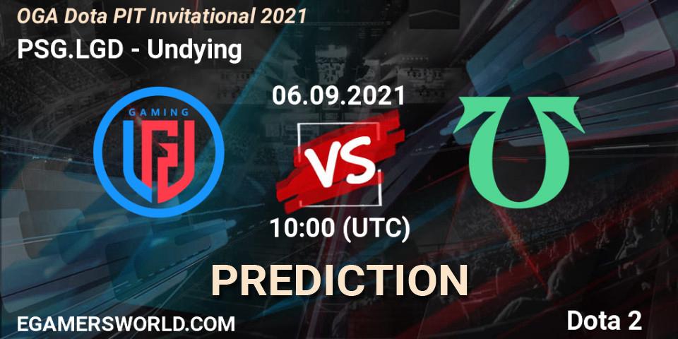 Prognose für das Spiel PSG.LGD VS Undying. 06.09.2021 at 10:10. Dota 2 - OGA Dota PIT Invitational 2021