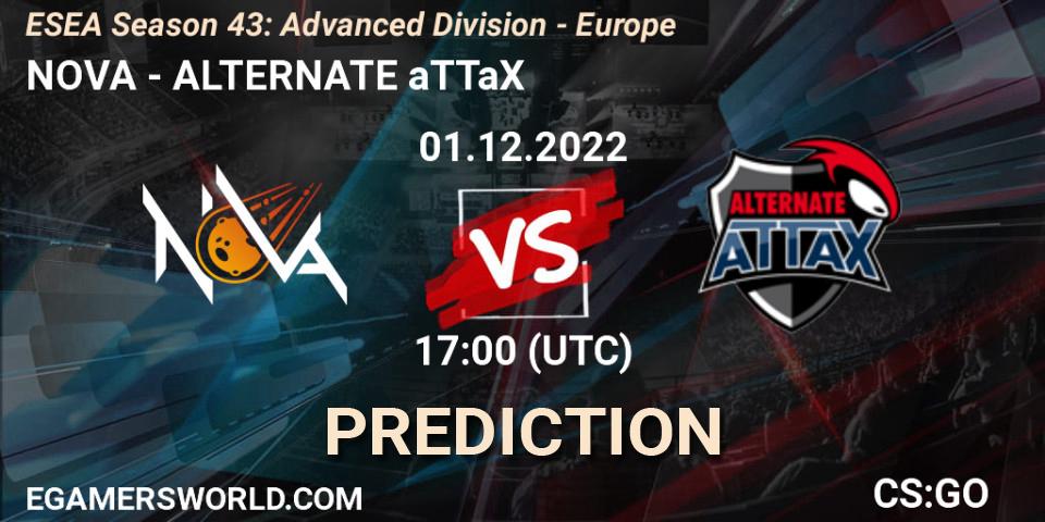 Prognose für das Spiel NOVA VS ALTERNATE aTTaX. 01.12.22. CS2 (CS:GO) - ESEA Season 43: Advanced Division - Europe