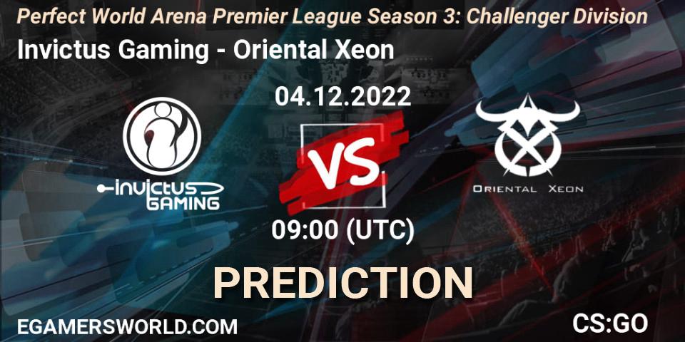 Prognose für das Spiel Invictus Gaming VS Oriental Xeon. 04.12.22. CS2 (CS:GO) - Perfect World Arena Premier League Season 3: Challenger Division