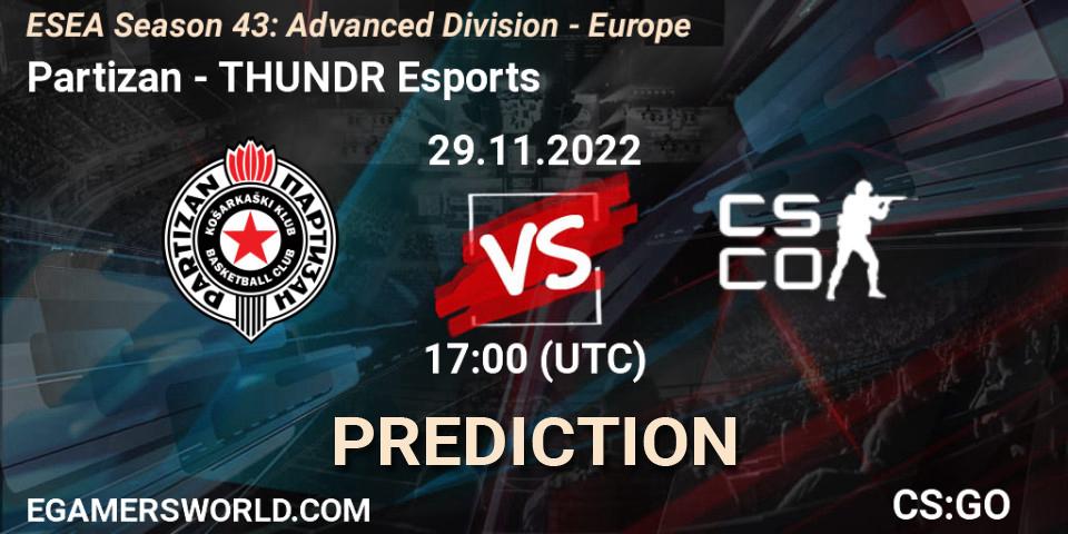 Prognose für das Spiel Partizan VS THUNDR Esports. 29.11.22. CS2 (CS:GO) - ESEA Season 43: Advanced Division - Europe