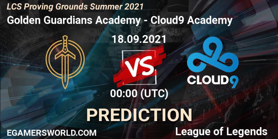 Prognose für das Spiel Golden Guardians Academy VS Cloud9 Academy. 18.09.21. LoL - LCS Proving Grounds Summer 2021