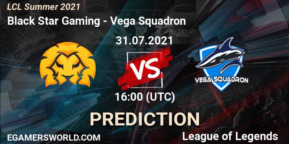 Prognose für das Spiel Black Star Gaming VS Vega Squadron. 31.07.21. LoL - LCL Summer 2021