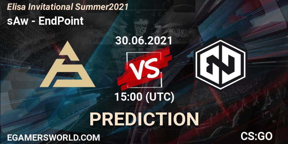 Prognose für das Spiel sAw VS EndPoint. 30.06.2021 at 15:00. Counter-Strike (CS2) - Elisa Invitational Summer 2021