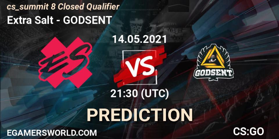 Prognose für das Spiel Extra Salt VS GODSENT. 14.05.2021 at 21:55. Counter-Strike (CS2) - cs_summit 8 Closed Qualifier