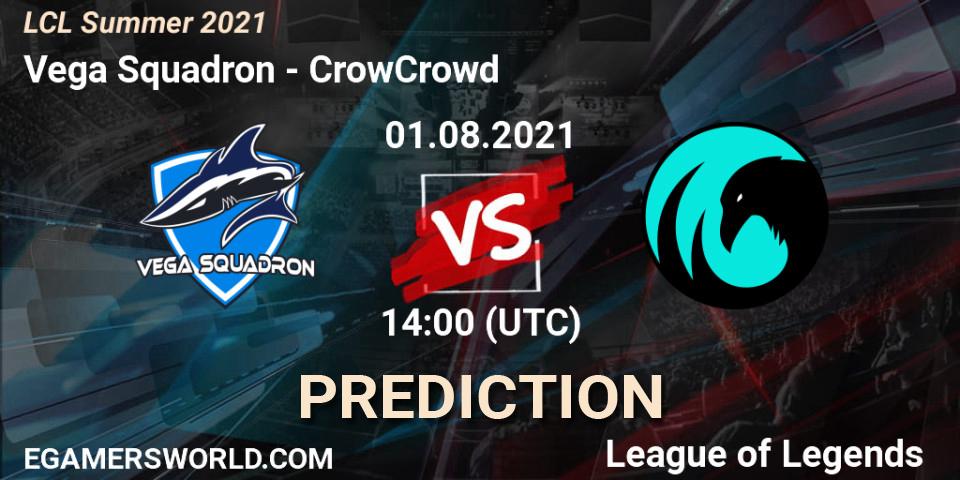 Prognose für das Spiel Vega Squadron VS CrowCrowd. 01.08.21. LoL - LCL Summer 2021