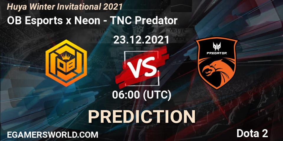 Prognose für das Spiel OB Esports x Neon VS TNC Predator. 27.12.2021 at 08:05. Dota 2 - Huya Winter Invitational 2021