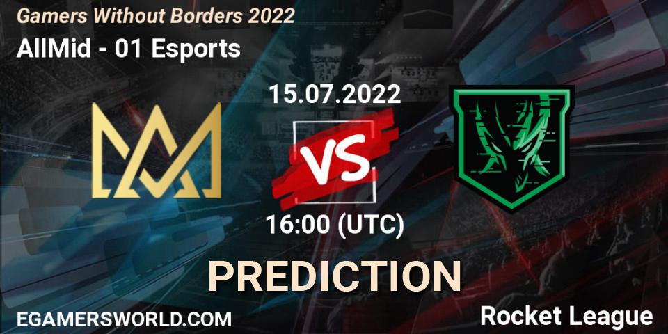 Prognose für das Spiel AllMid VS 01 Esports. 15.07.22. Rocket League - Gamers Without Borders 2022