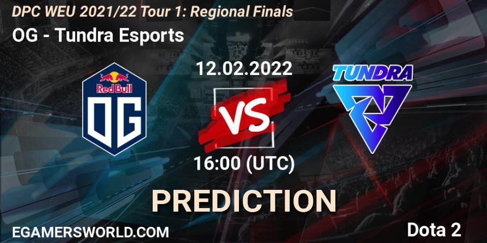 Prognose für das Spiel OG VS Tundra Esports. 12.02.2022 at 15:55. Dota 2 - DPC WEU 2021/22 Tour 1: Regional Finals