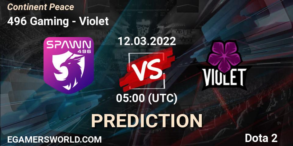 Prognose für das Spiel 496 Gaming VS Violet. 12.03.2022 at 06:31. Dota 2 - Continent Peace
