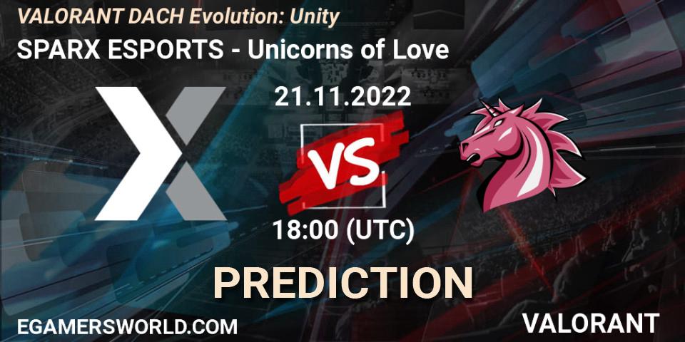 Prognose für das Spiel SPARX ESPORTS VS Unicorns of Love. 21.11.22. VALORANT - VALORANT DACH Evolution: Unity