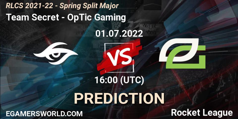 Prognose für das Spiel Team Secret VS OpTic Gaming. 01.07.22. Rocket League - RLCS 2021-22 - Spring Split Major