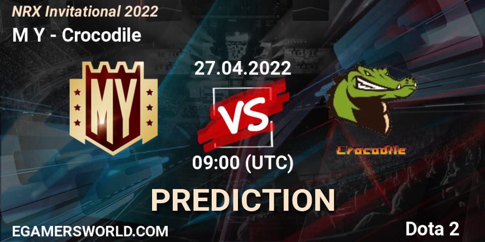 Prognose für das Spiel M Y VS Crocodile. 27.04.2022 at 09:23. Dota 2 - NRX Invitational 2022