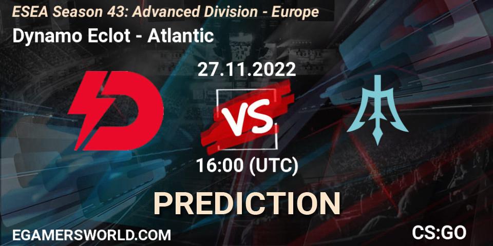 Prognose für das Spiel Dynamo Eclot VS Atlantic. 27.11.22. CS2 (CS:GO) - ESEA Season 43: Advanced Division - Europe