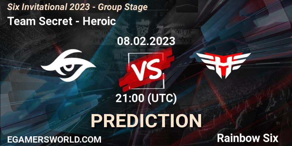 Prognose für das Spiel Team Secret VS Heroic. 08.02.2023 at 21:15. Rainbow Six - Six Invitational 2023 - Group Stage