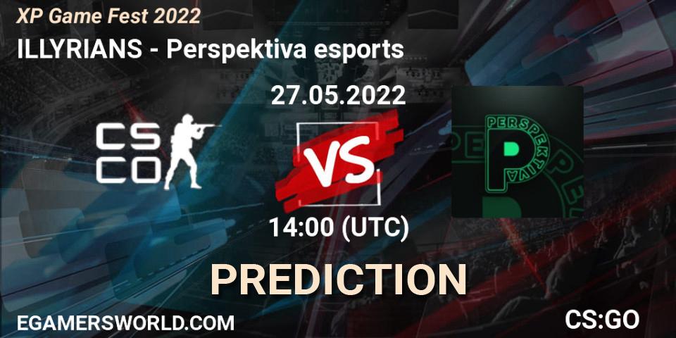 Prognose für das Spiel ILLYRIANS VS Perspektiva. 27.05.2022 at 14:30. Counter-Strike (CS2) - XP Game Fest 2022