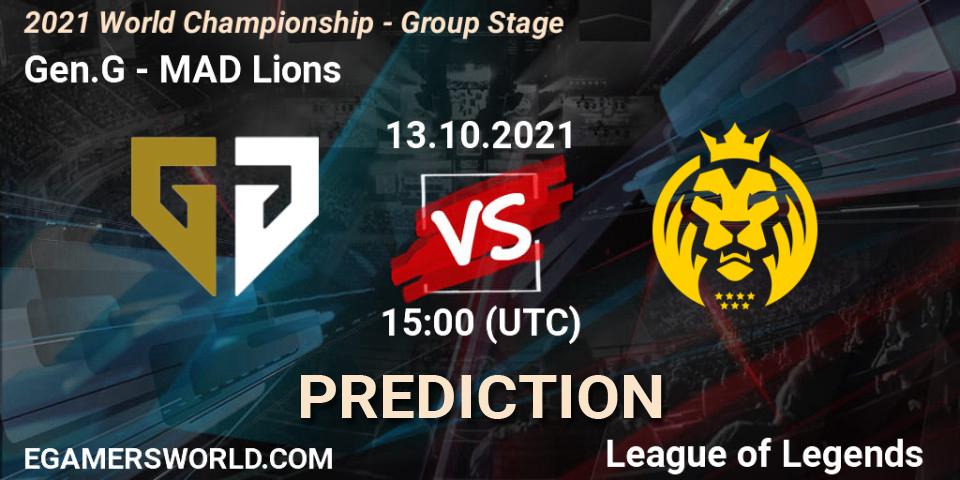 Prognose für das Spiel Gen.G VS MAD Lions. 18.10.2021 at 11:00. LoL - 2021 World Championship - Group Stage