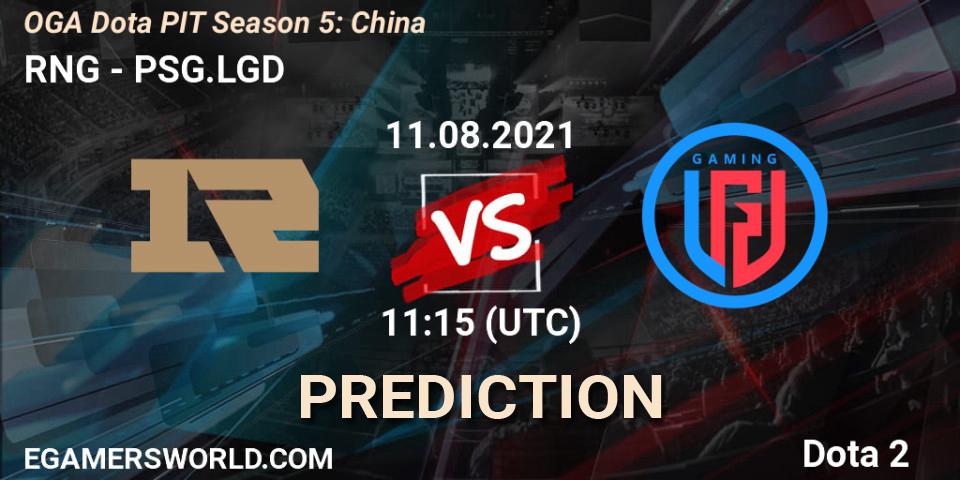 Prognose für das Spiel RNG VS PSG.LGD. 11.08.21. Dota 2 - OGA Dota PIT Season 5: China
