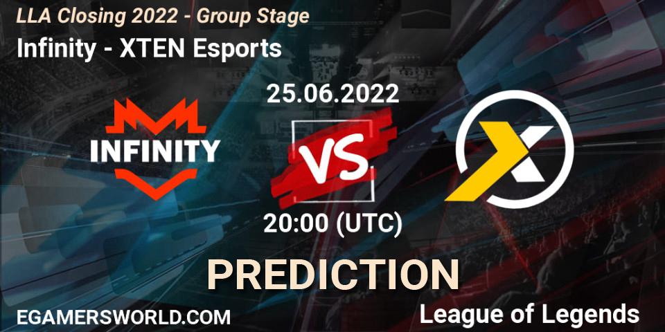 Prognose für das Spiel Infinity VS XTEN Esports. 25.06.22. LoL - LLA Closing 2022 - Group Stage