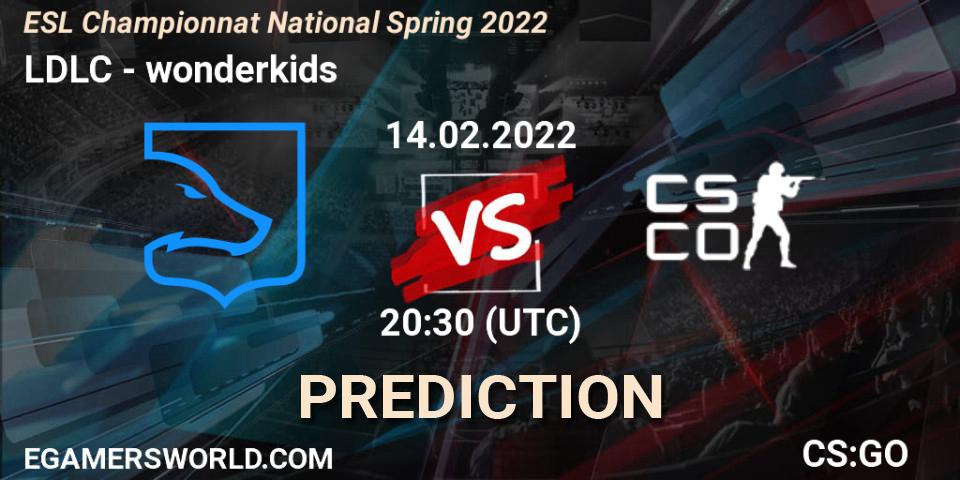 Prognose für das Spiel LDLC VS wonderkids. 14.02.2022 at 20:30. Counter-Strike (CS2) - ESL Championnat National Spring 2022