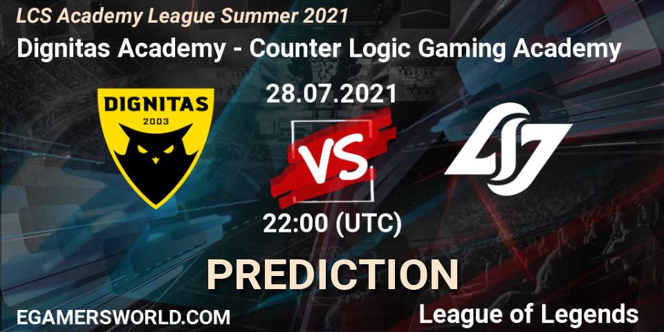 Prognose für das Spiel Dignitas Academy VS Counter Logic Gaming Academy. 28.07.2021 at 22:00. LoL - LCS Academy League Summer 2021